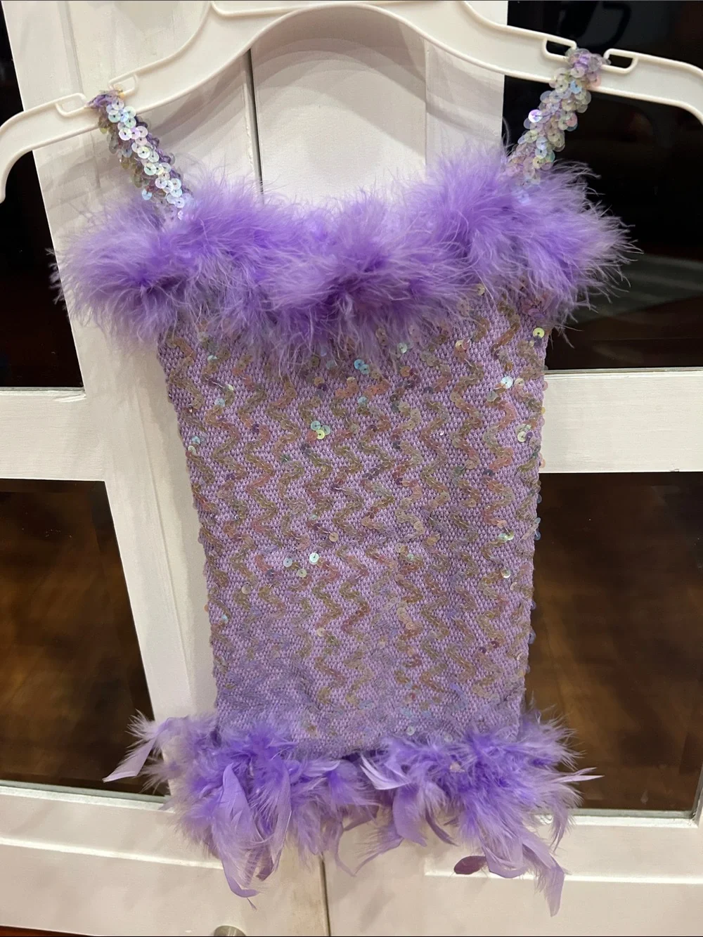 Lilac Sequin & Feather Kids Costume Dress